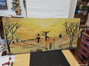Vintage: cuadro con pintura africana